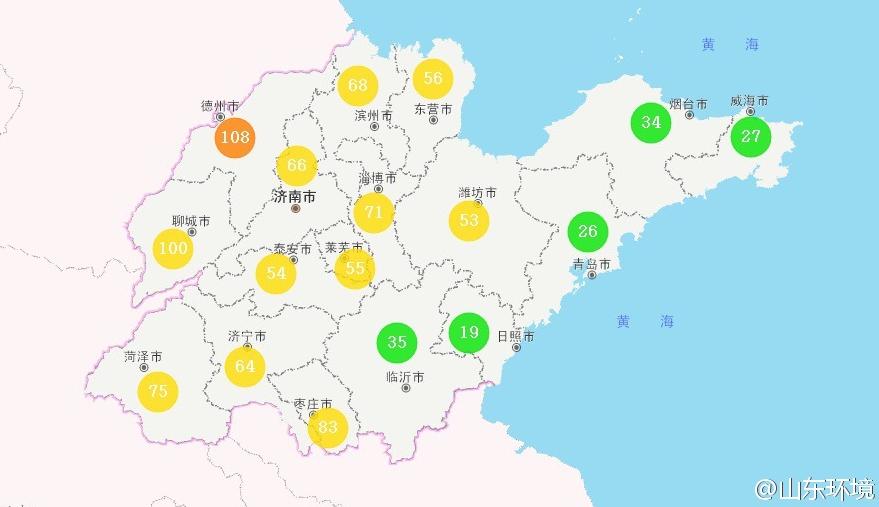 山東省十七市環境空氣AQI指數